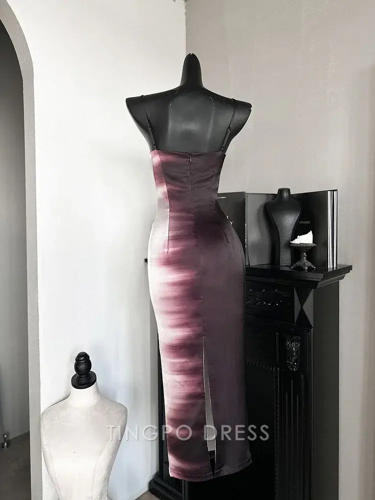 TingPo Wholesale Elegant Back High Slit High Waist Omber Slip Dress